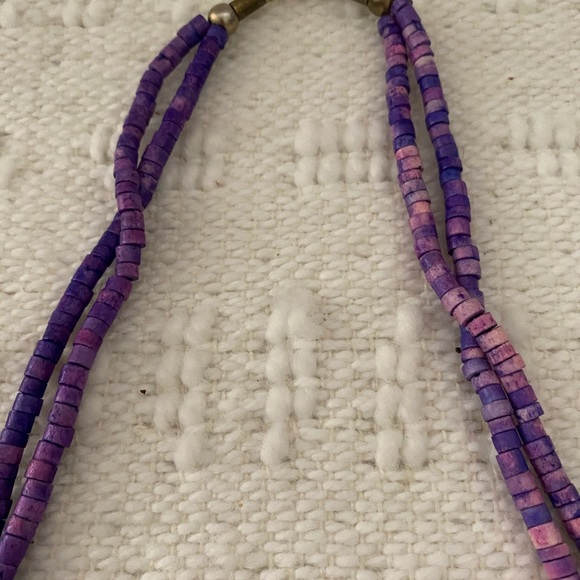 Statement necklace artisan piece purple beads - Picture 2 of 9